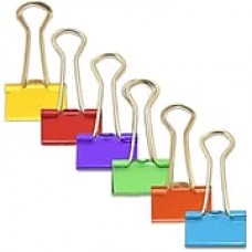 JAM Paper® Binder Clips, Small, 19mm, 6 colors of Assorted Binderclips, 25 per color, 150 per set (334BCRGBYOP)