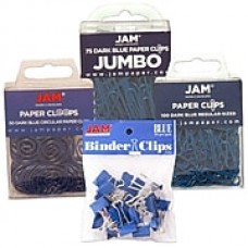 JAM Paper® Colored Office Clip Assortment Pack, Blue, 1 Binder Clips 1 Paperclips 1 Circular Cloops, 4/set (26411BUASRTD)