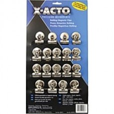 Bulldog Magnetic Clips, Steel, 1-1/4"w, Nickel-Plated, 18/Box