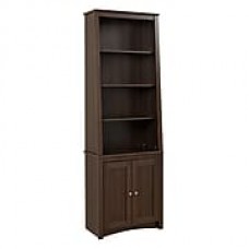 Prepac™ Tall Slant Back Bookcase With 2 Shaker Doors, Espresso