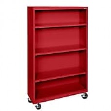 Sandusky® Elite 58" 4-Shelf Welded Mobile Bookcase, Red (BM30361852-01)