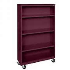 Sandusky® Elite 58" 4-Shelf Welded Mobile Bookcase, Burgundy (BM30361852-03)