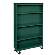 Sandusky® Elite 58" 4-Shelf Welded Mobile Bookcase, Forest Green (BM30361852-08)