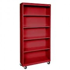 Sandusky® Elite 78" 5-Shelf Welded Mobile Bookcase, Red (BM40361872-01)