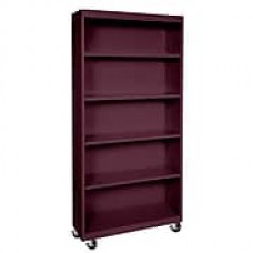 Sandusky® Elite 78" 5-Shelf Welded Mobile Bookcase, Burgundy (BM40361872-03)