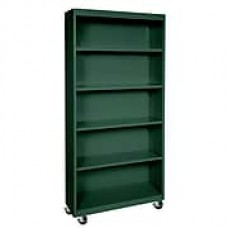 Sandusky® Elite 78" 5-Shelf Welded Mobile Bookcase, Forest Green (BM40361872-08)