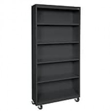 Sandusky® Elite 78" 5-Shelf Welded Mobile Bookcase, Black (BM40361872-09)