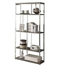 Monarch® Reclaimed Metal 4 Shelves Bookcase, Dark Taupe/Chrome