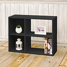 Way Basics Eco-Friendly 2 Shelf Chelsea Bookcase (under desk storage), Black Wood Grain