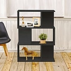 Way Basics Eco-Friendly 3 Shelf Madison Bookcase, Room Divider, Storage Shelf, Black Wood Grain