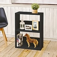 Way Basics Eco 2 Shelf Duplex Bookcase and Storage Shelf, Black Wood Grain