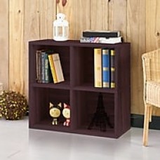 Way Basics 4 Cubby Eco Bookcase, Stackable Organizer and Storage Shelf, Espresso Wood Grain