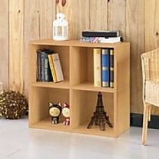 Way Basics 4 Cubby Eco Bookcase, Stackable Organizer and Storage Shelf, Natural Wood Grain