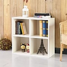 Way Basics 4 Cubby Eco Bookcase, Stackable Organizer and Storage Shelf, White