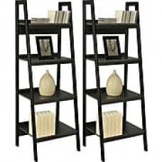 Altra Lawrence 4 Shelf Ladder Bookcase Bundle, Black