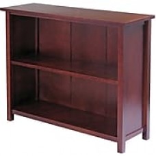 Winsome Milan Solid/Composite Wood 3-Tier Long Storage Shelf or Bookcase, Antique Walnut