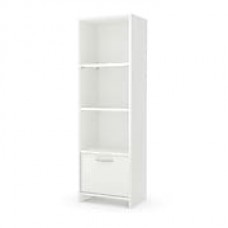 South Shore Step One Laminated Particleboard 3-Shelf Bookcase with Door, Pure White, (10249)