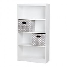 South Shore Axess 4-Shelf Bookcase 58'' with 2 Fabric Storage Baskets,Pure White,(8050142K)