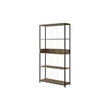 Manhattan Comfort Ellis 36.61" Bookcase with 4 Shelves, Dark Oak and Black (116AMC152)