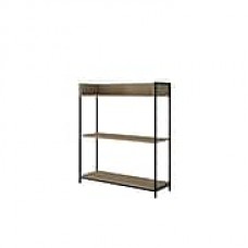 Manhattan Comfort Ellis 36.61" Bookcase with 3 Shelves, Dark Oak and Black (117AMC152)