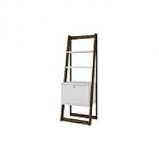 Manhattan Comfort Salvador Ladder Bookcase with 2 Shelves, White and Dark Oak (132AMC143)