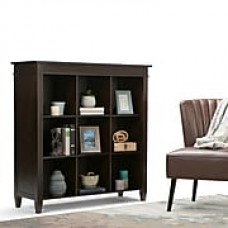 Simpli Home Carlton 44"W x 16"D x 48"H Nine Cube Bookcase & Storage in Tobacco Brown (3AXCCRL-07)