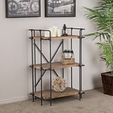 Noble House Deacon 3 Shelf Bookcase 40.50"H Classic Industrial Antique (295970)