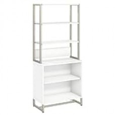 Office by kathy ireland® Method Bookcase with Hutch, White, Installed (MTH013WHFA)