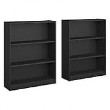 Bush Furniture Universal 3 Shelf Bookcase, Classic Black, Set of 2 (UB002BL)