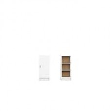 Manhattan Comfort Greenwich 3-Shelf Narrow Tall Bookcase, White and Maple Cream (2-160453160853)