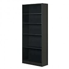 Mylex Five Shelf Bookcase 29.63"W x 11.63"D x 71.5"H Black (43074)