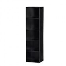 HODEDAH 5-Shelf 59"H Bookcase, Black (HID25 Black)