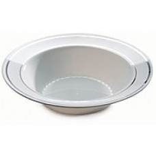 Silver Splendor Plastic White With Silver Round China-Like Bowl 12 Oz.