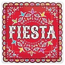 Amscan Fiesta Picado De Papel Square Plate, 10"W x 10"H, Paper Pack of 3, 18 Per Pack (721934)