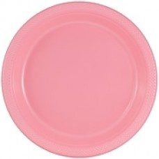 JAM Paper Round Plastic Plates, Medium, 9 inch, Baby Pink, 200/box (9255320671b)