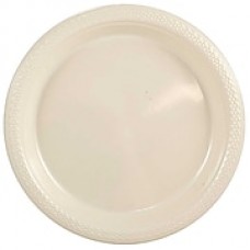 JAM Paper Round Plastic Plates, Small, 7 inch, Ivory, 200/box (7255320682b)