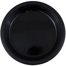 JAM Paper Round Plastic Plates, Medium, 9 inch, Black, 200/box (9255320673b)