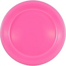 JAM Paper Round Plastic Plates, Small, 7 inch, Fuchsia Pink, 200/box (2255320680b)