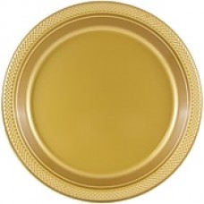 JAM Paper Round Plastic Plates, Small, 7 inch, Gold, 200/box (255325367b)