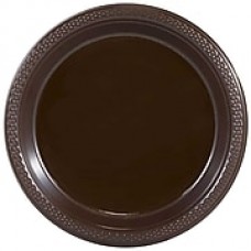 JAM Paper Round Plastic Plates, Small, 7 inch, Chocolate Brown, 200/box (7255320676b)