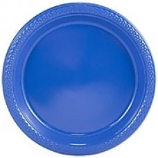 JAM Paper Round Plastic Plates, Small, 7 inch, Blue, 200/box (7255320674b)