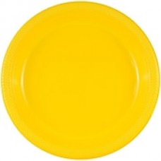 JAM Paper Round Plastic Plates, Medium, 9 inch, Yellow, 200/box (255321941b)