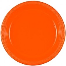 JAM Paper Round Plastic Plates, Medium, 9 inch, Orange, 200/box (9255320687b)