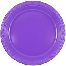 JAM Paper Round Plastic Plates, Medium, 9 inch, Purple, 200/box (9255320689b)