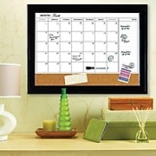 Quartet® Magnetic Combination Calendar Board, Dry-Erase & Cork, 1-Month Design, Espresso Frame, 17" x 23"