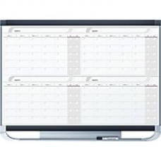 Quartet Prestige® 2 Total Erase® Magnetic Four Month Calendar Board, Aluminum Frame, 4' x 3'