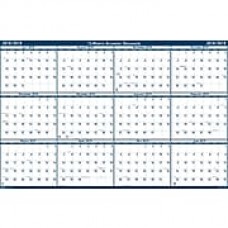 2018-2019 House of Doolittle Academic Yearly Wall Calendar, Laminated Blue, 24" x 37" (HOD-395)