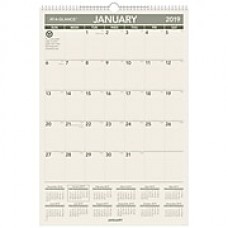 2019 AT-A-GLANCE® Recycled Monthly Wall Calendar, 12 Months, January Start, 15 1/2" x 22 3/4", Wirebound (PM3G-28-19)