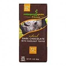 endangered species 3 oz. All-Natural Dark Chocolate With Hazelnut Toffee, Black Rhino, 12/Pack