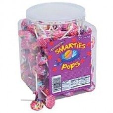 Smarties Pops Wrapped; 120 Lollipops, 34 oz. Tub